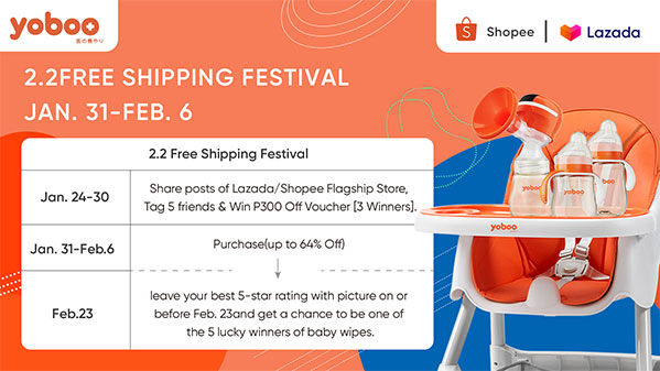 yoboo rewards customers with even greater savings in the 2.2 Free Shipping Sale